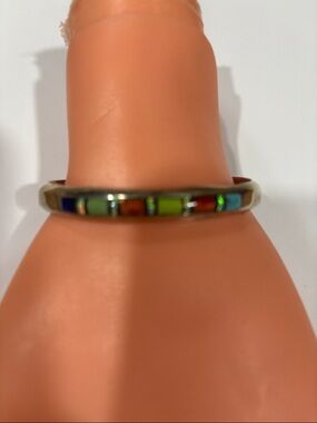 Multi-Color Inlay Sterling-Style Women's Band